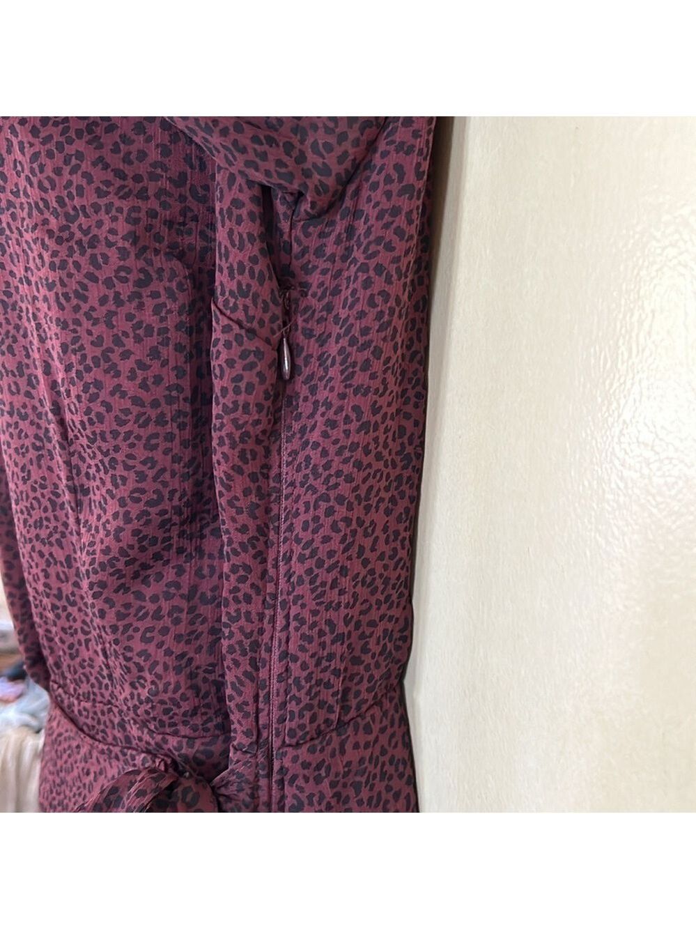 Abercrombie and Fitch dark purple animal print tie ruffle skirt dress size S - Picture 10 of 12